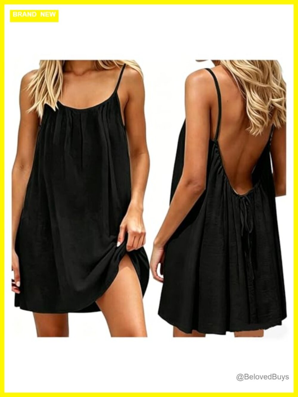 Backless Cami Mini Dress Sleeveless Loose Fit Lounge House Dress